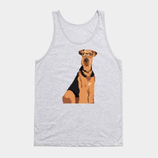 Hipster Black and Brown Airedale Terrier Dog T-Shirt for Dog Lovers Tank Top